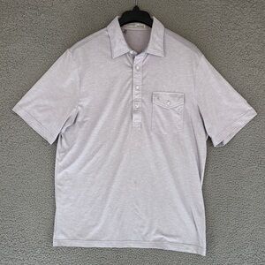 Criquet men’s Large short sleeve polo shirt Heather Gray pocket stretch golf